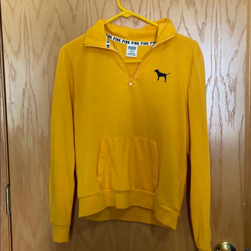 Yellow pink Victoria secret zip up sweater